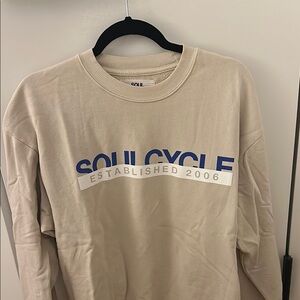 SoulCycle Beige Sweatshirt with Blue Logo